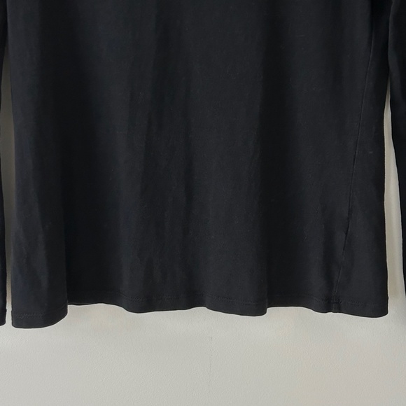 Splash Cotton Black Crewneck Tee Long Sleeve Top - Picture 3 of 16